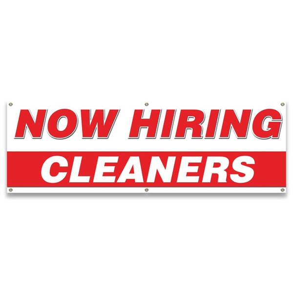 Now Hiring Cleaners Banner Apply Inside Accepting Application Single Sided